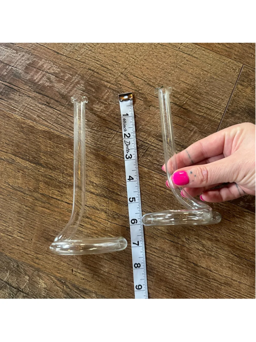 Vintage Glass Test Tube Bud Vases Set of 2 Spiral Loop Scientific Floral Decor